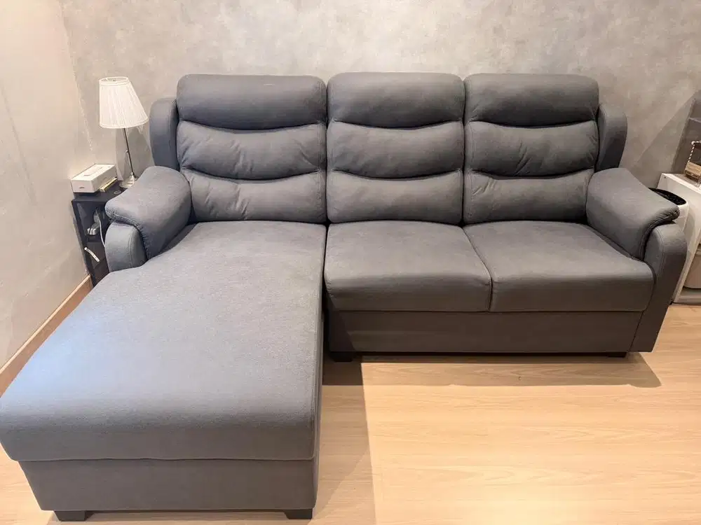Sofa L dark grey sangat bagus dan terawat