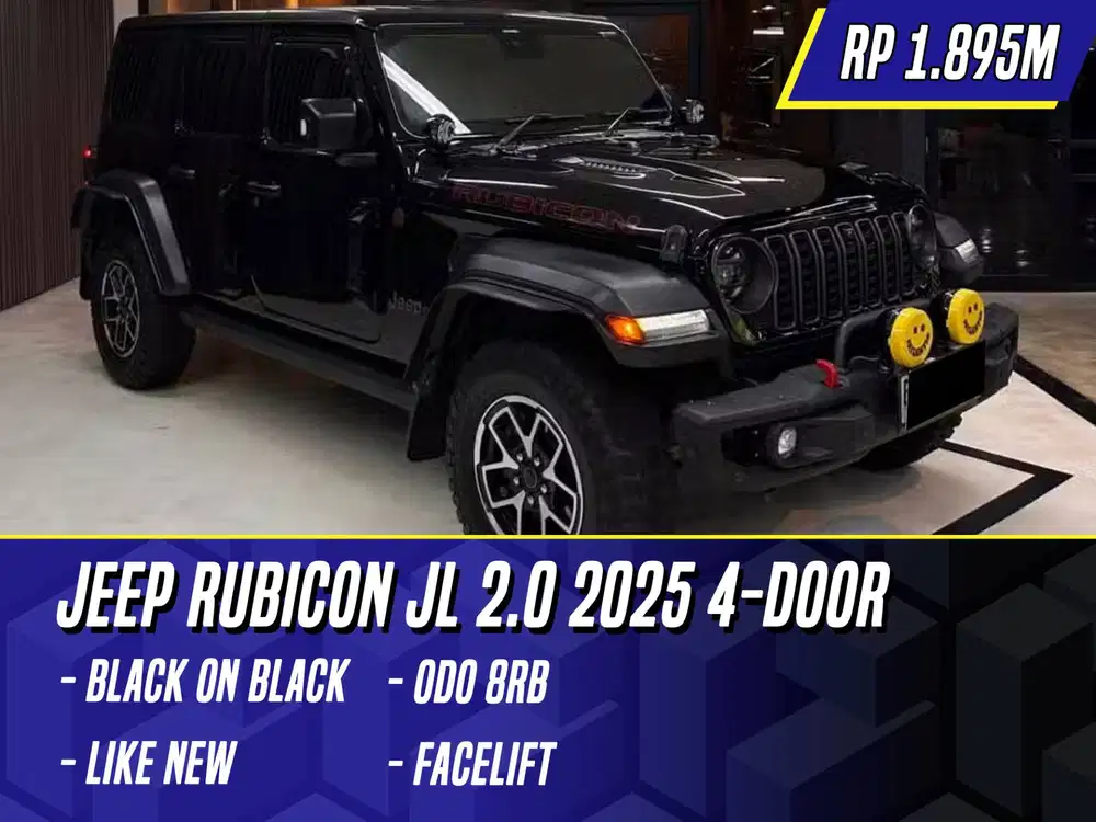 Jeep Rubicon JL 2.0 2025 NIK 2024 Facelift 4 Door Black Hitam 4Door