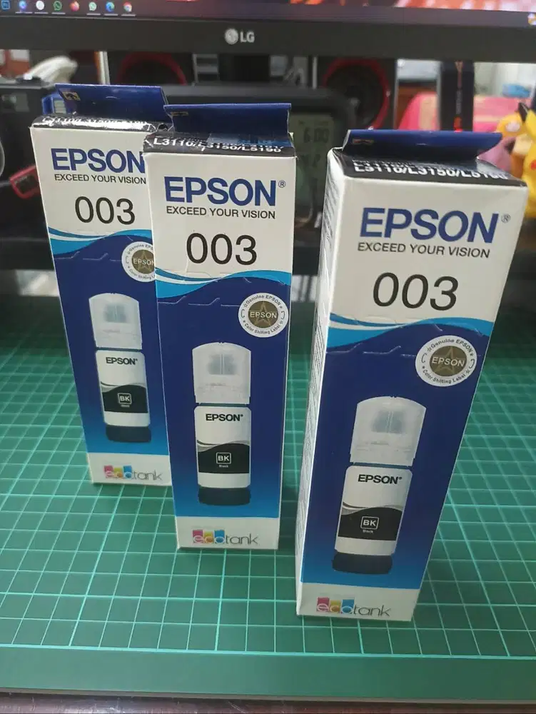 Tinta Epson 003 Hitam Original – Baru, Belum Pernah Dipakai (3 Botol)