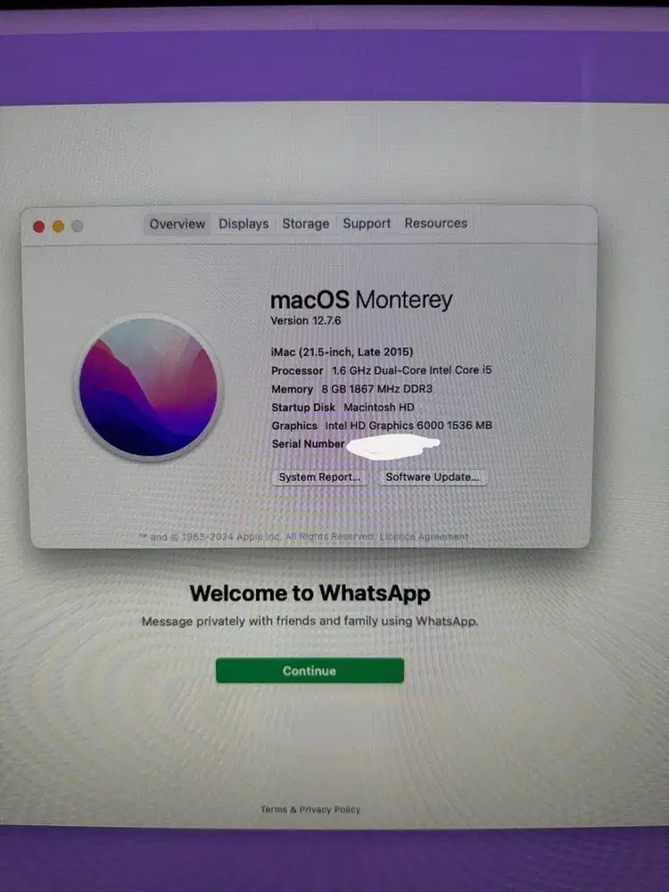 iMac 2nd 2015 21.5 Ram 8GB Machintos 1TB Intel Core i5 Latte