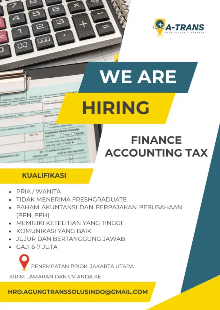 We Are Hiring - Finance, Accounting & Tax