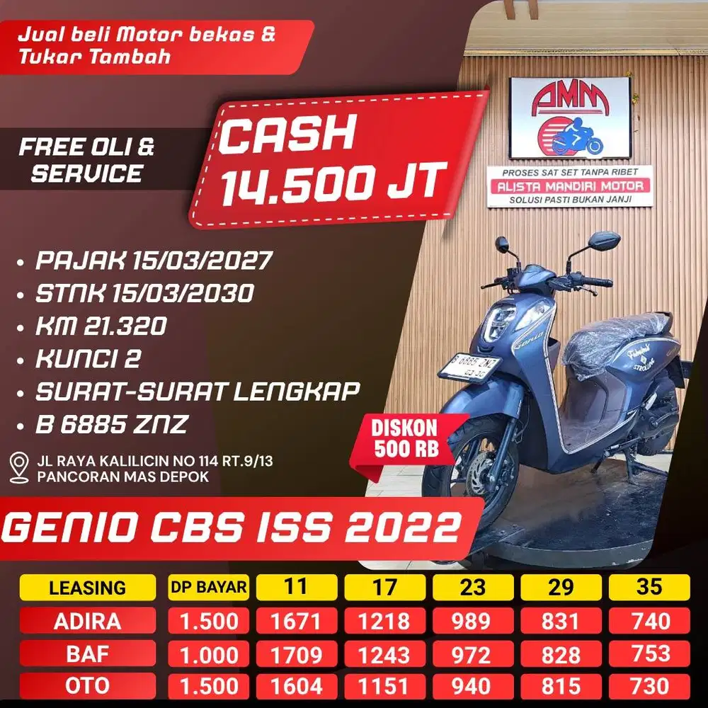 GENIO CBS ISS 2022 PAJAK HIDUP KM LOW SPAYLATER CC 0% KREDIVO ALISTA