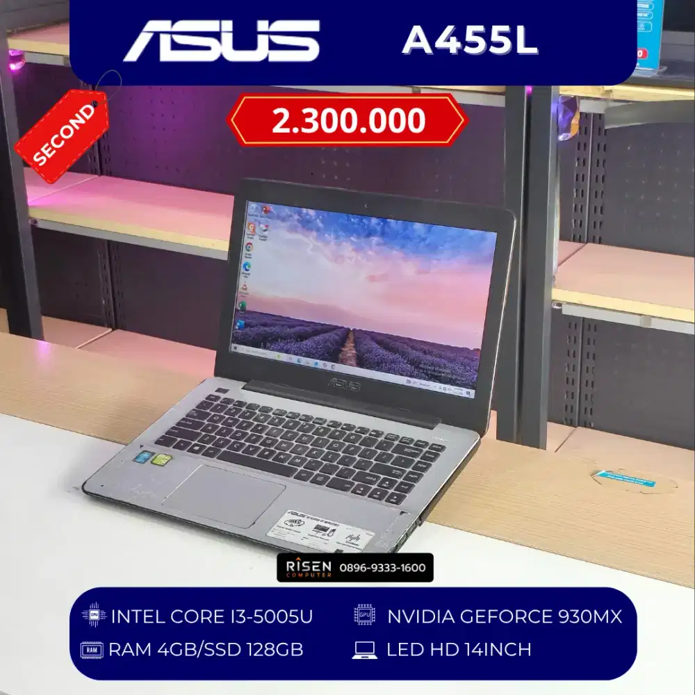 ASUS A455L Intel Core i3-5005U RAM 4GB SSD 128GB HD 14inch Notebook