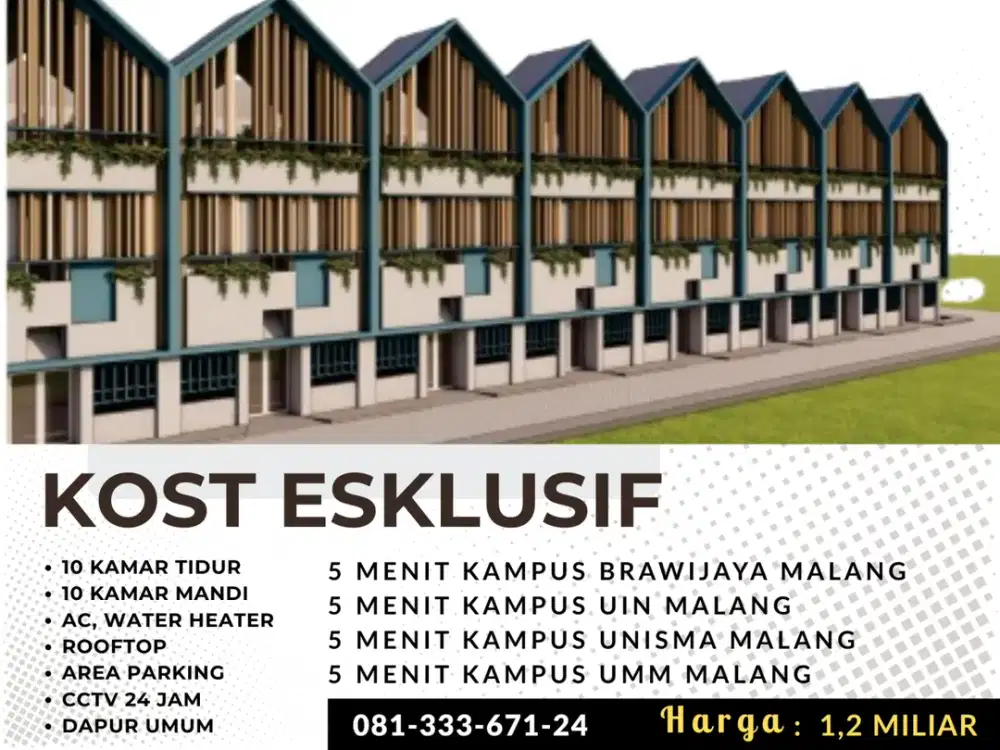 Jual Kost Passive Income Ratusan Juta Setahun SHM 5 Menit Kampus Muhammadiyah Malang