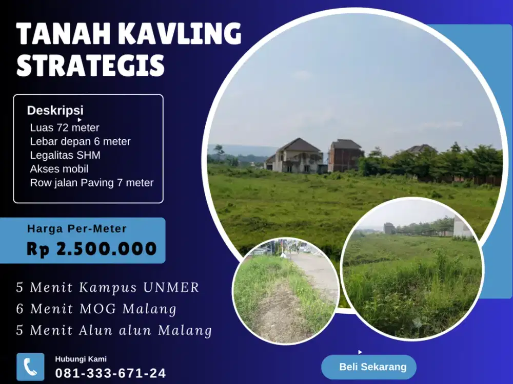 SHM Pecah Tanah Perumahan 6 Menit Jalan Ijen Malang