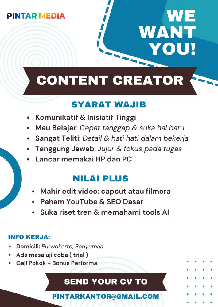[ LOKER ] CONTENT CREATOR DAN ADMIN