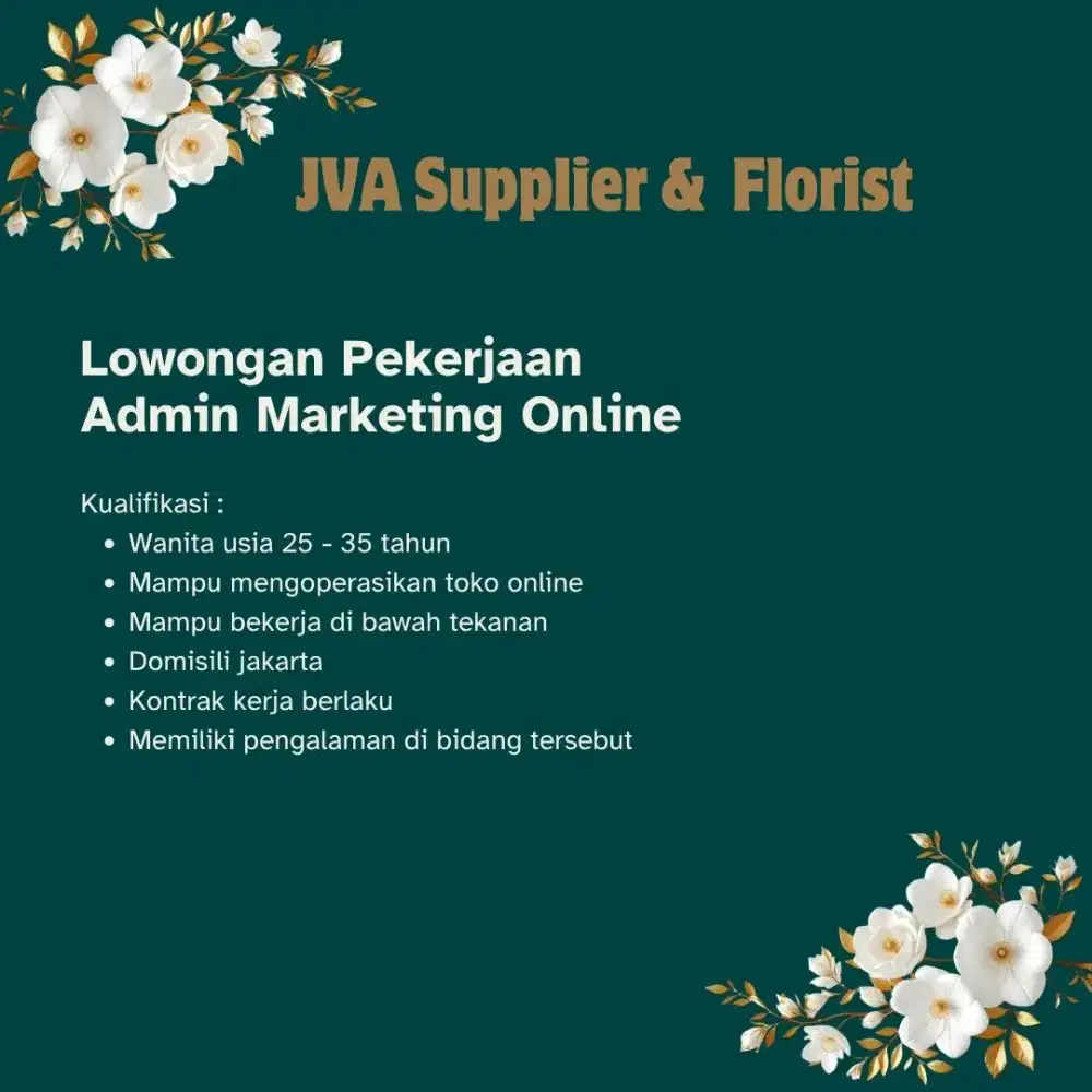 Lowongan pekerjaan Admin Marketing Online