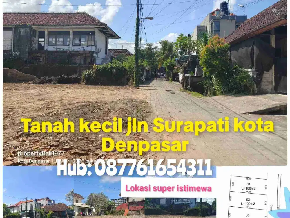 Tanah 100m2 di Surapati kayumas Denpasar
