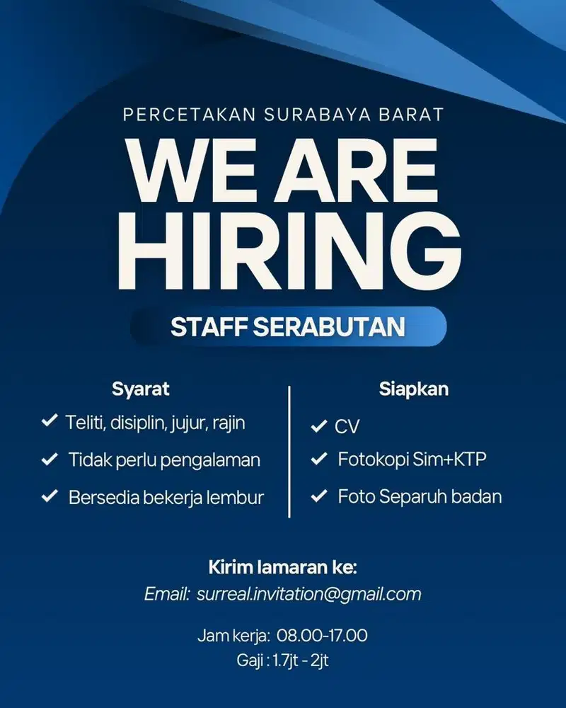 DICARI STAFF SERABUTAN