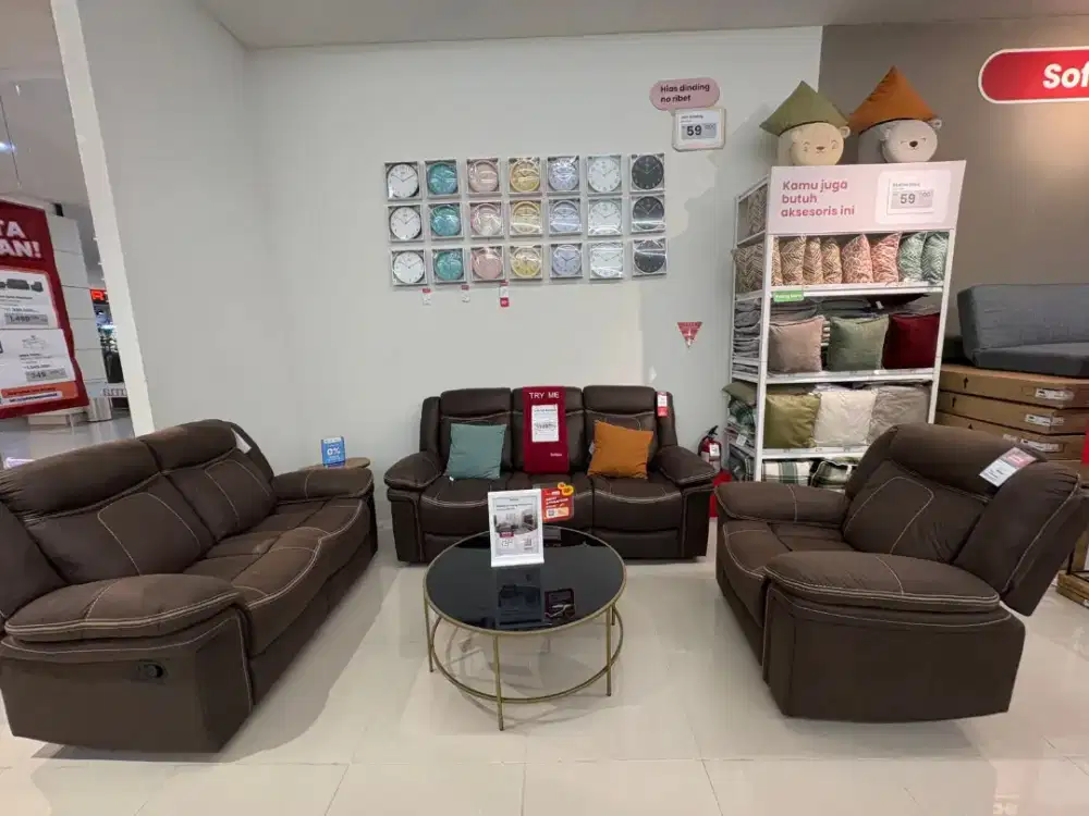 Selma Winchester Set Sofa Recliner Fabric - Cokelat