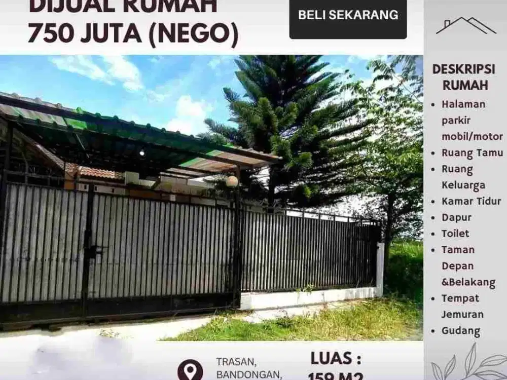 Dijual Rumah siap Huni Lokasi Trasan Bandongan dekat jalan raya