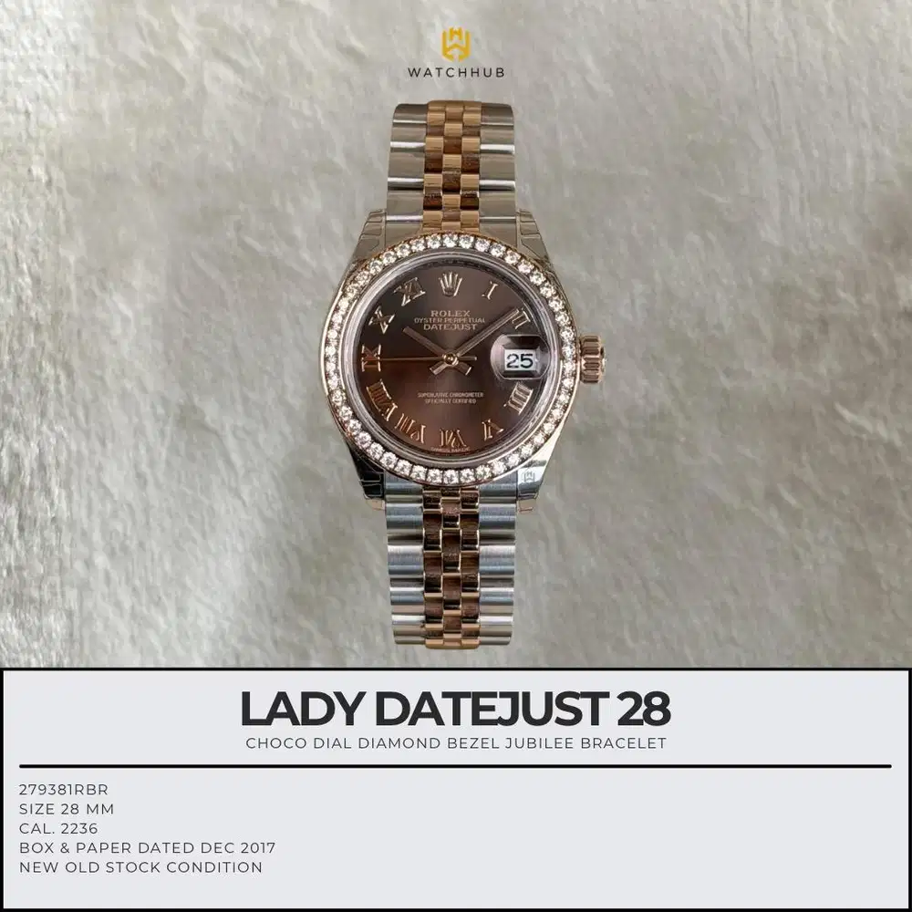 Rolex Lady Datejust 28 Choco Dial Diamond Bezel 279381RBR