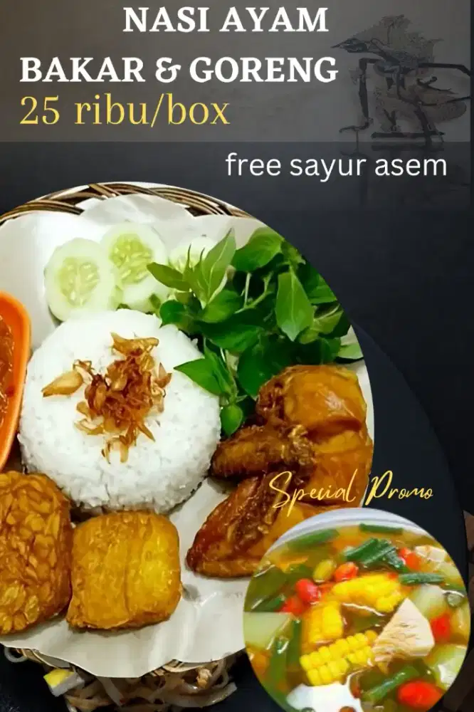 Nasi ayam bakar & goreng