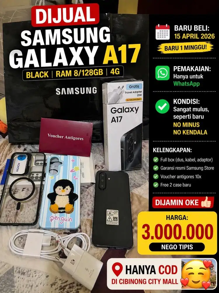 DIJUAL Samsung Galaxy A17 Black (RAM 8/128GB, 4G)