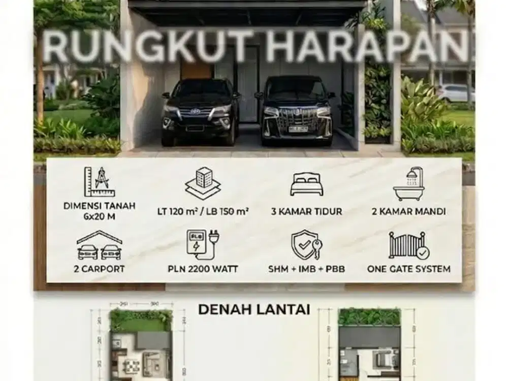 Dijual Rumah Modern Rungkut Harapan Akses MERR Surabaya
