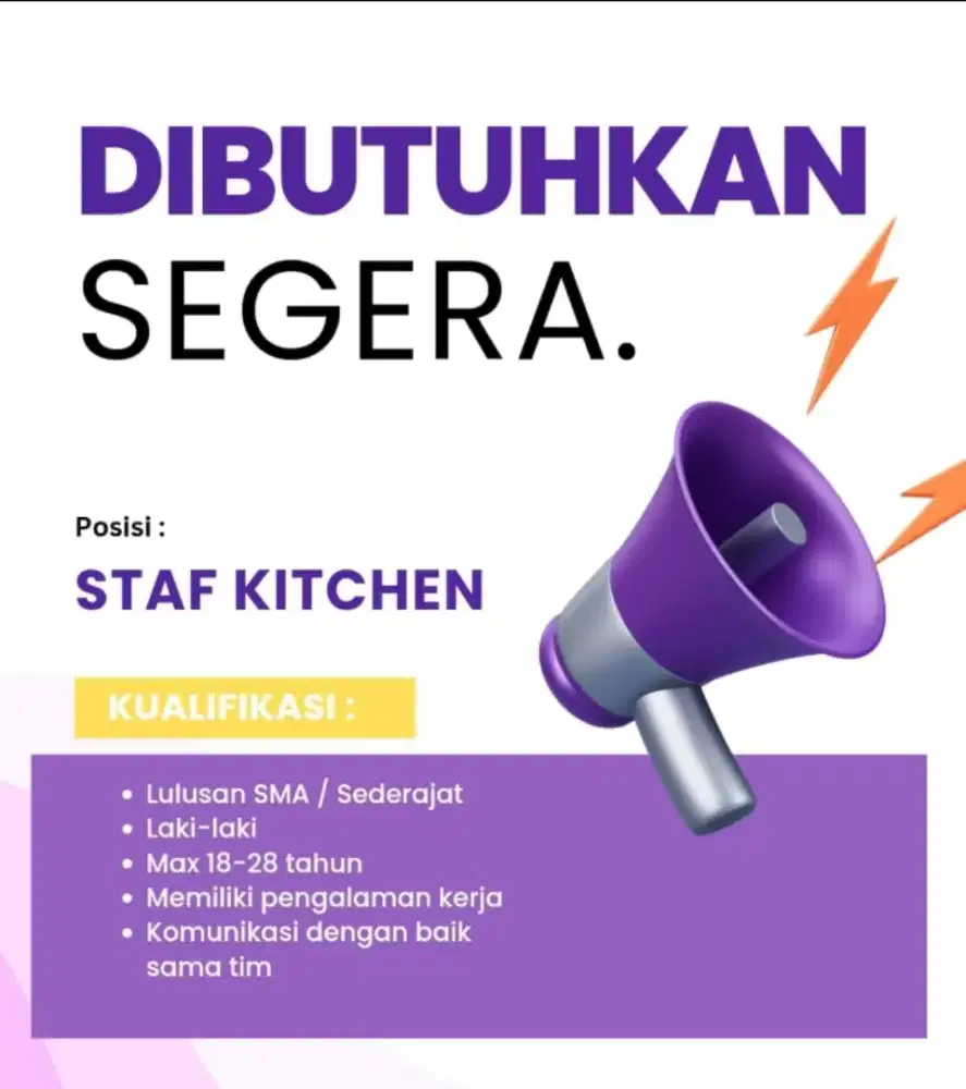 Di butuhkan kitcen biliard