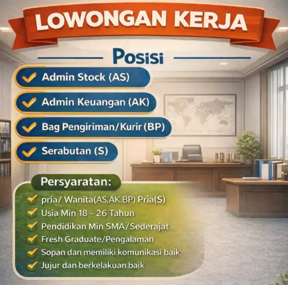 Di butuhkan pegawai pria wanita