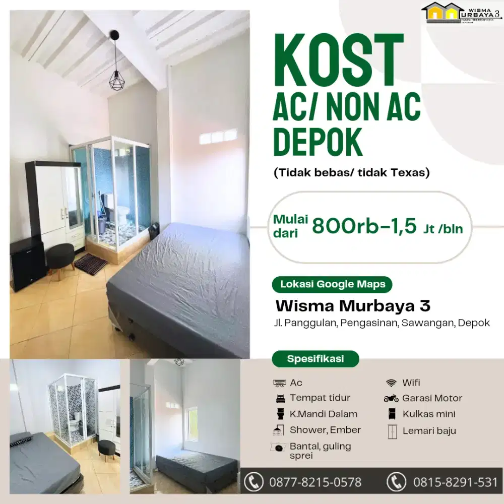 KOST AC/ NON AC DEPOK (Tidak Texas)