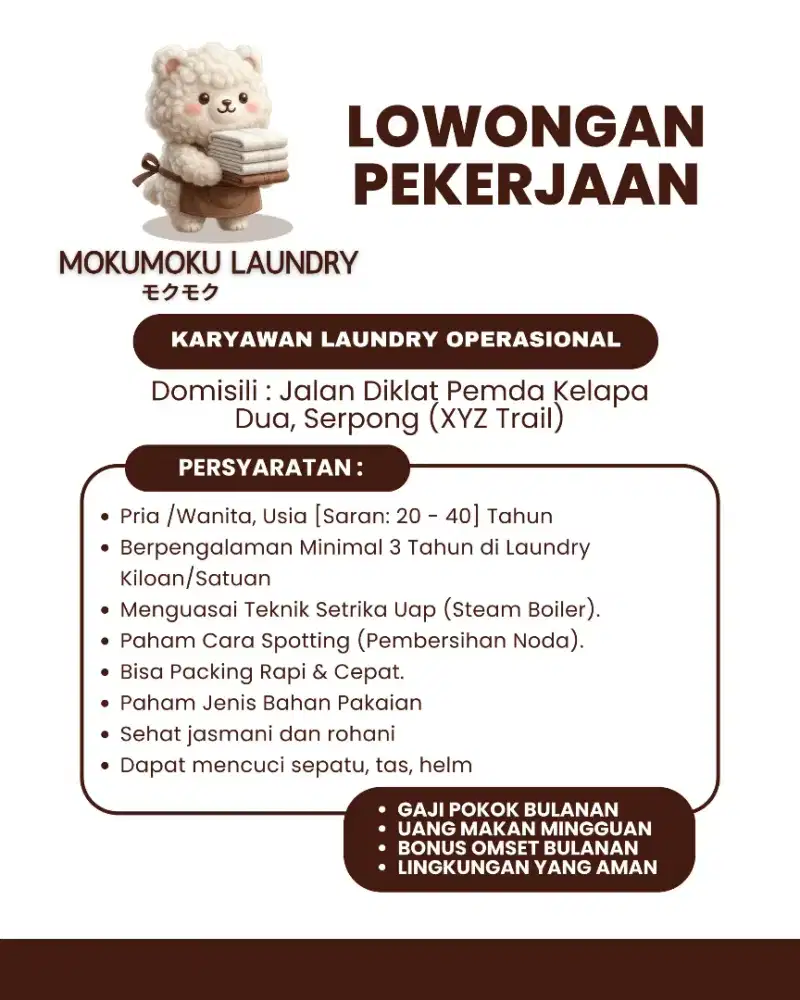 lowongan pekerjaan untuk laundry