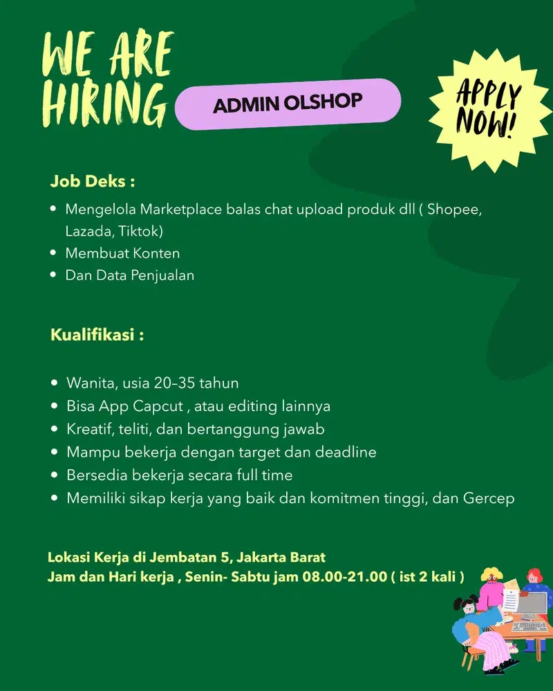 Lowongan Kerja Admin online shop