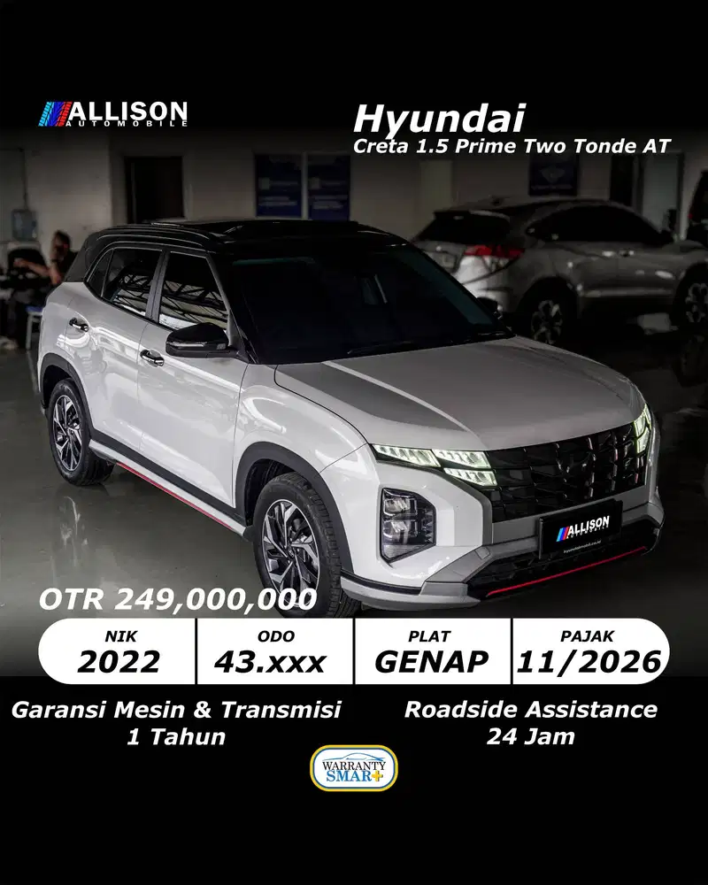 [VERYLOW KM!!!] Hyundai Creta 1.5 Prime AT 2022 NoPol Genap