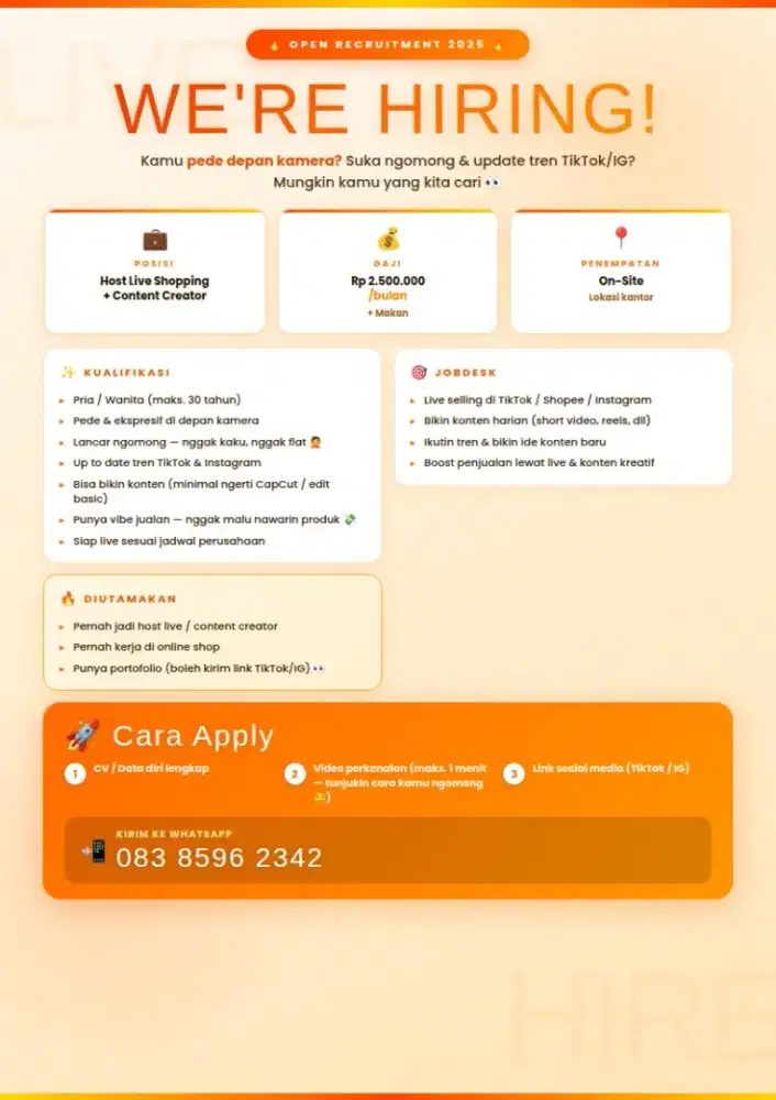 Host live dan konten kreator ringan