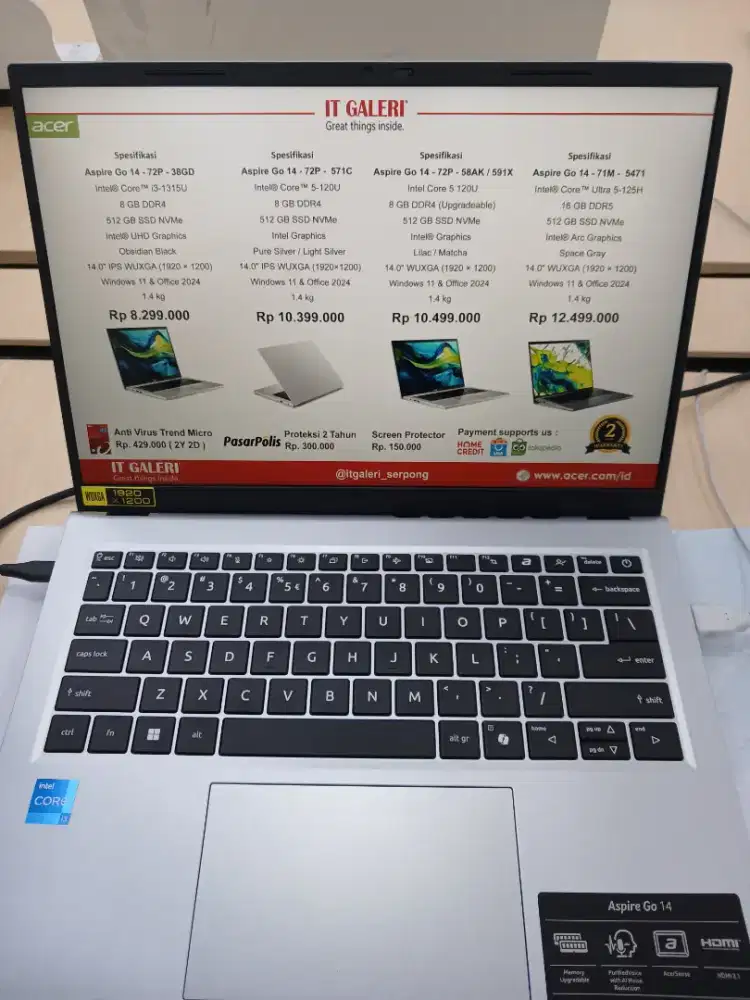 JUAL LAPTOP ACER ASPIRE GO 14 72P 38G8