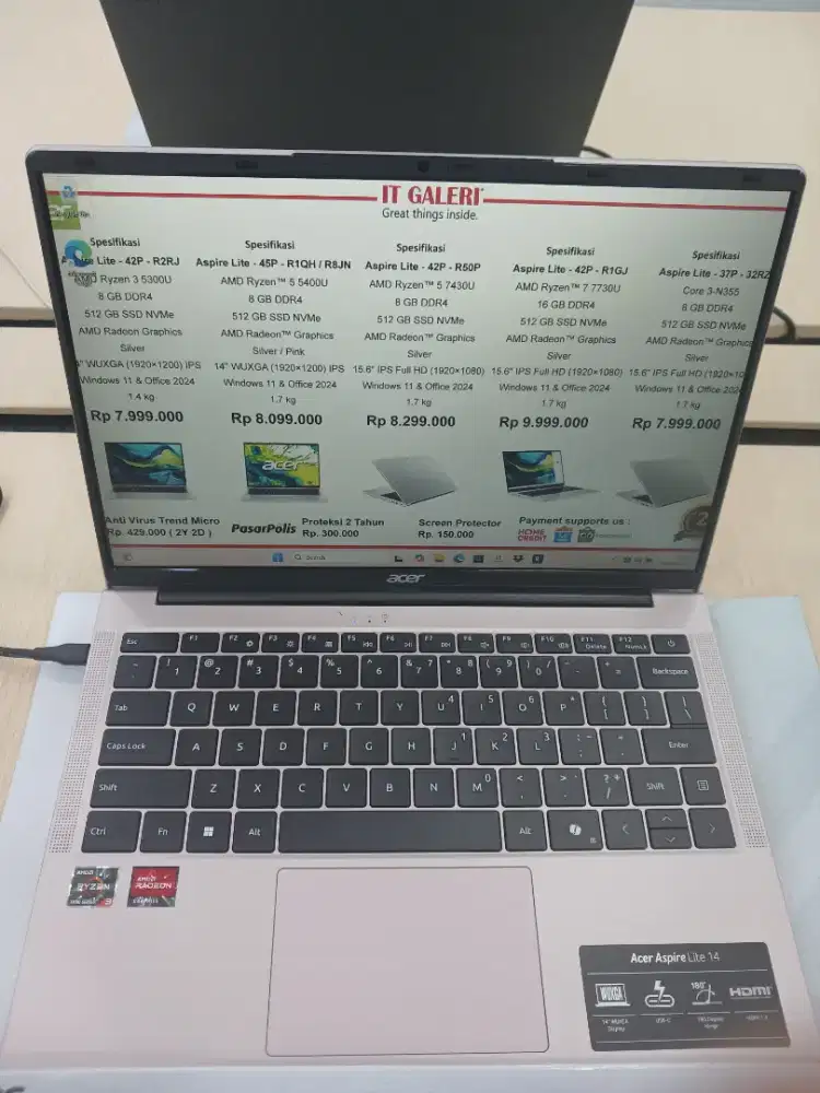 JUAL LAPTOP ACER ASPIRE LITE 45P R1QH WARNA PINK