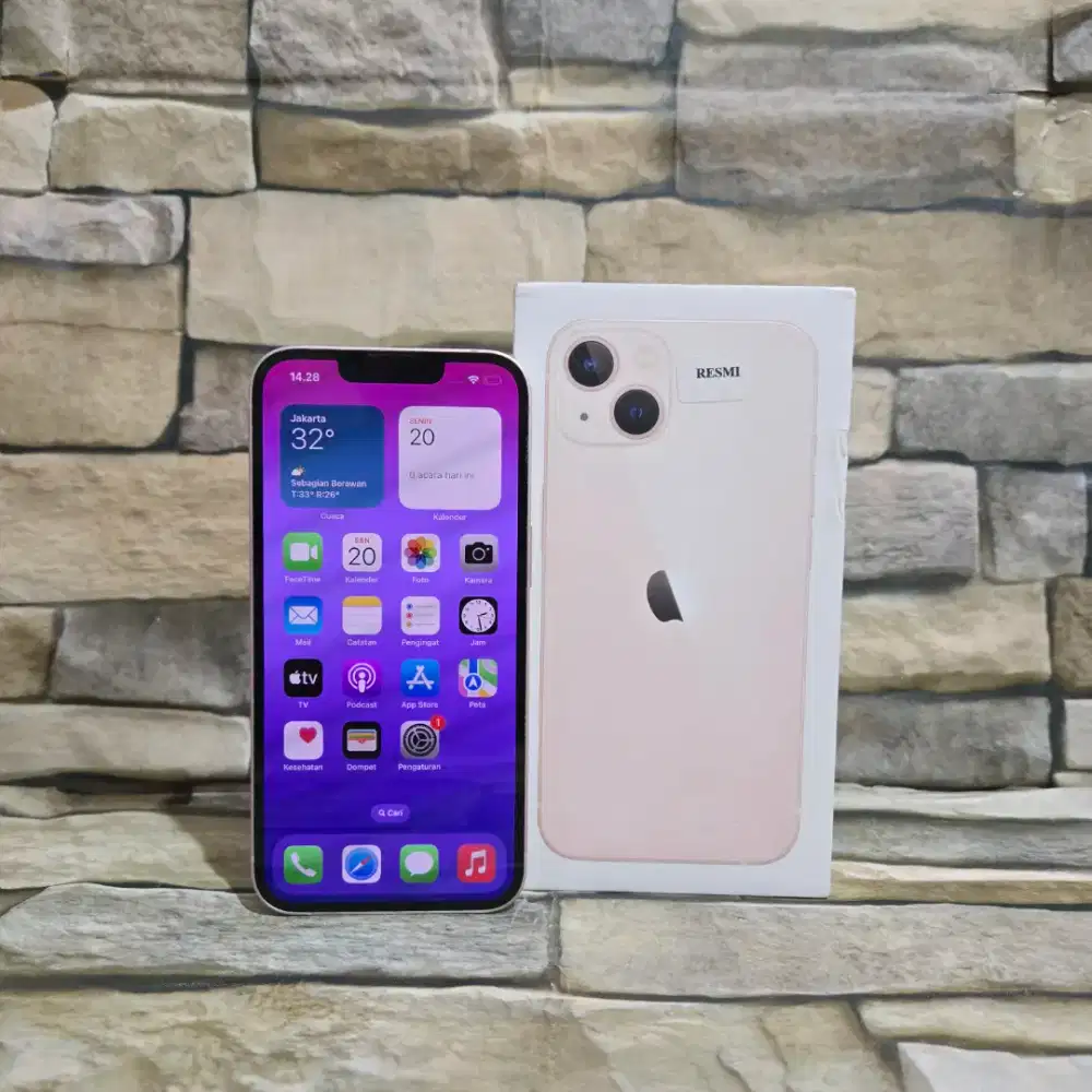 Iphone 13 128Gb Pink Resmi ibox BH 85% Fulset segel mulus 98%