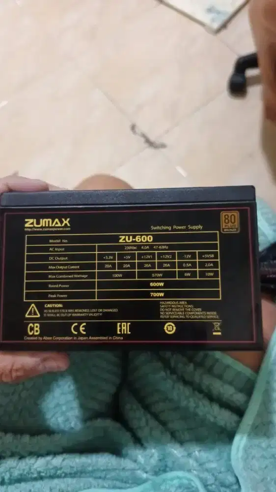 PSU pure ZUMAX 600 watt 80+ pin 8 ready normal lancar