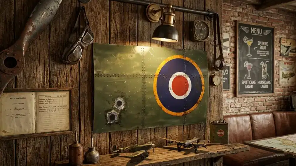 Dekorasi hiasan Panel body pesawat ww2 retro vintage sepeda jam antik