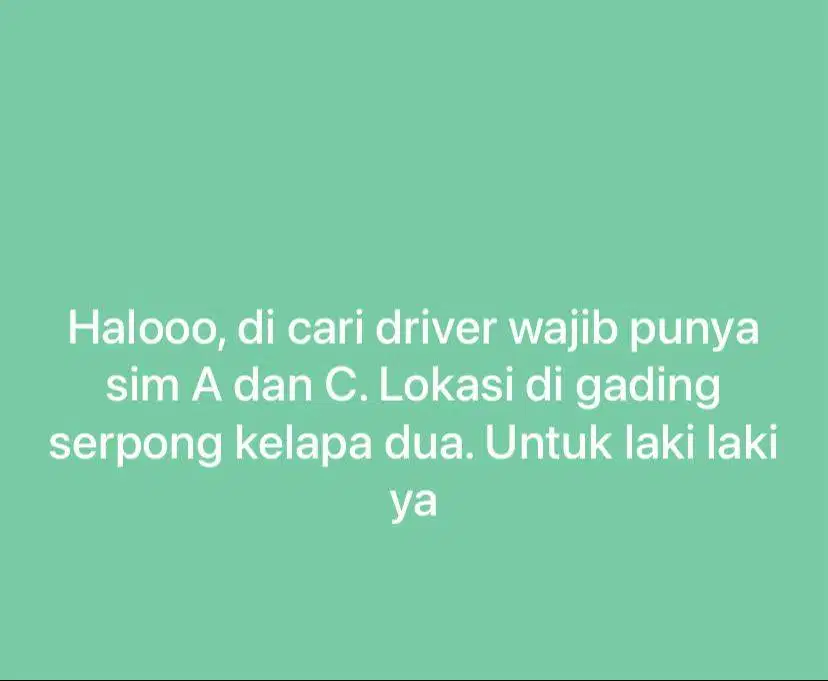 LOWONGAN DRIVER
