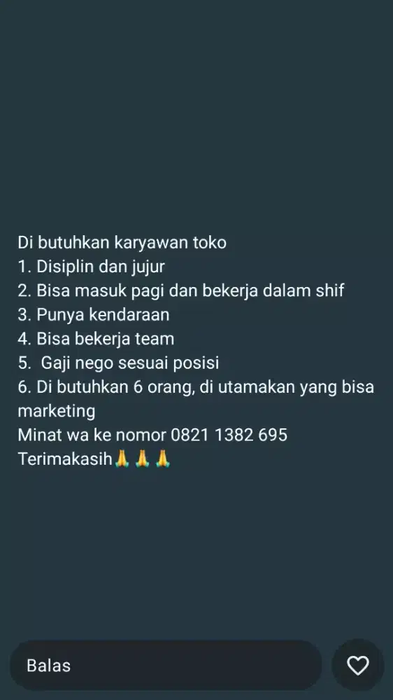 Dicari karyawan toko & art