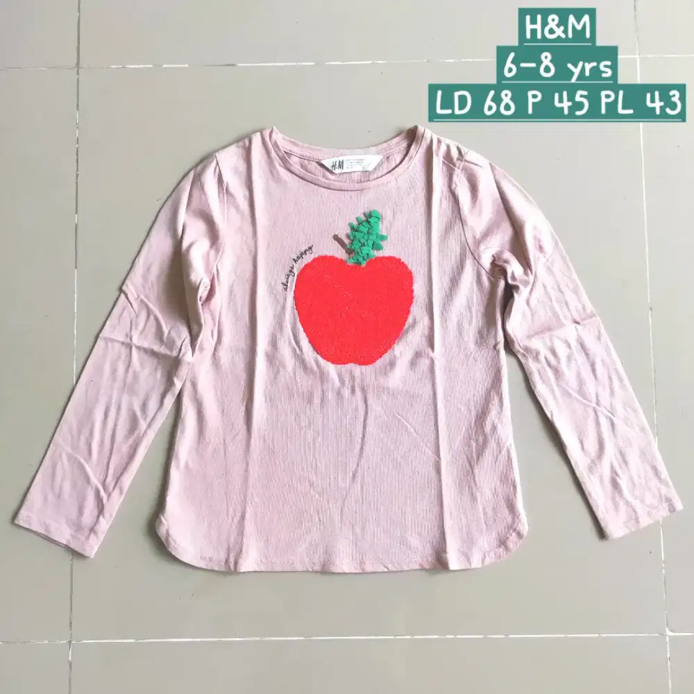 Baju kaos t-shirt sequin anak perempuan H&M 6-8 thn, preloved