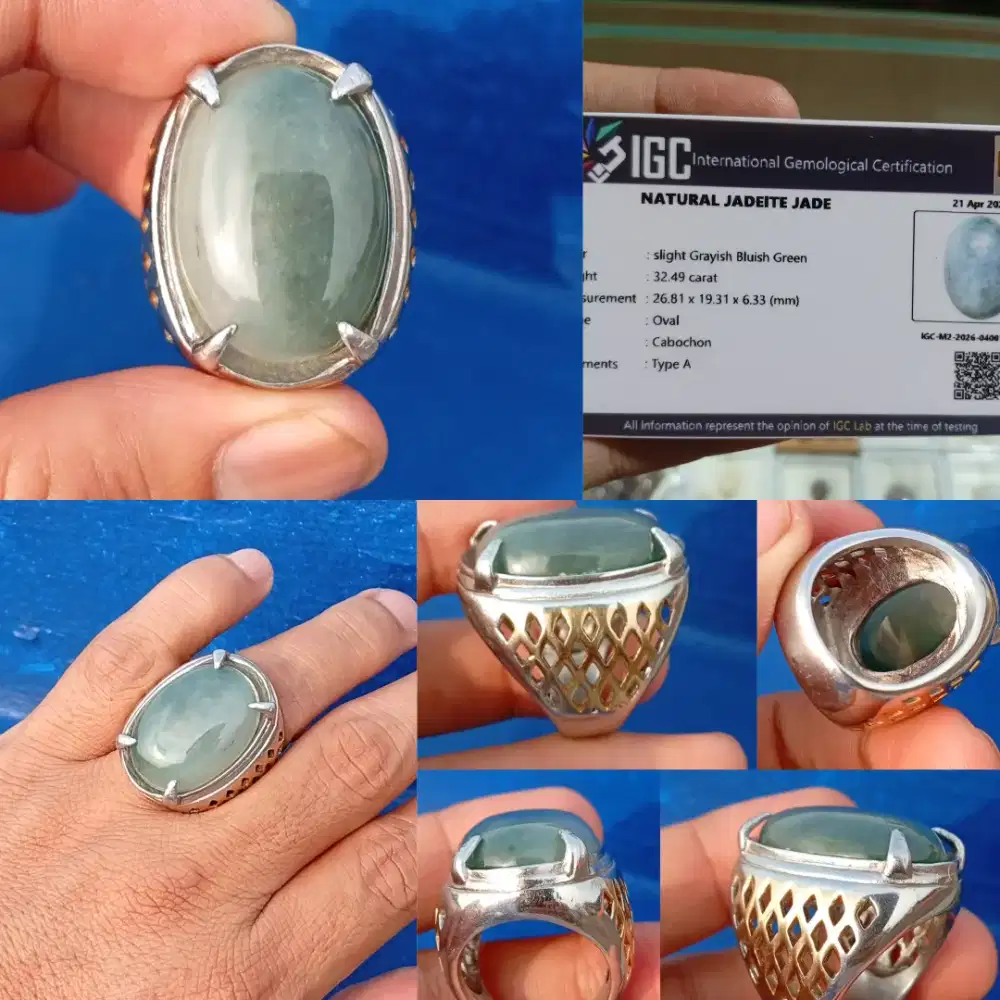Giok Burma Type A 32 ct motif YinYang Ring Titanium