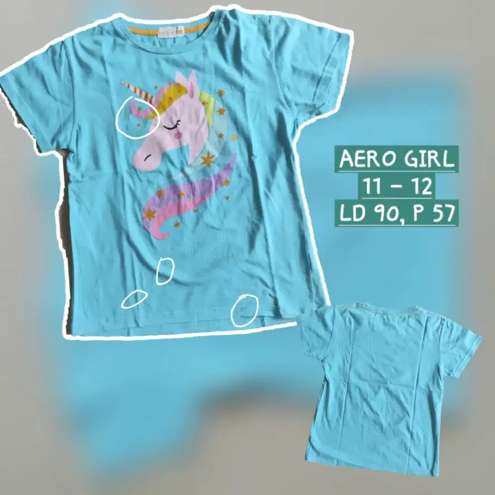 Baju kaos t-shirt anak perempuan AERO GIRLS SZ sz 11-12, preloved