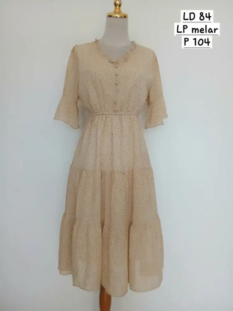 Baju dress gaun crepe sz M, preloved