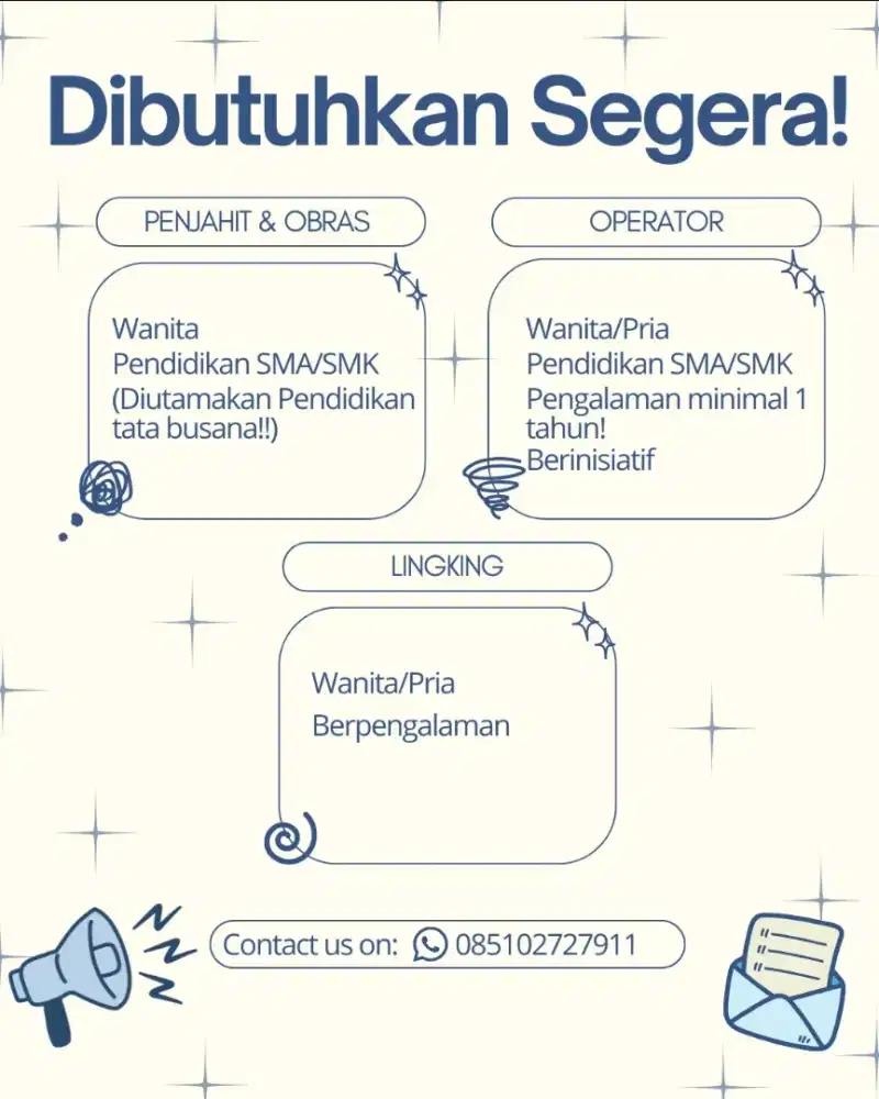 lowongan pekerjaan dibutuhkan cepat