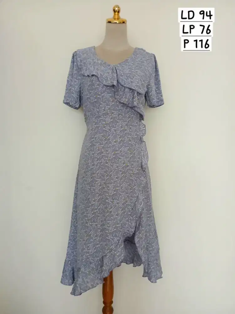 Baju dress gaun rumbai sz M, preloved