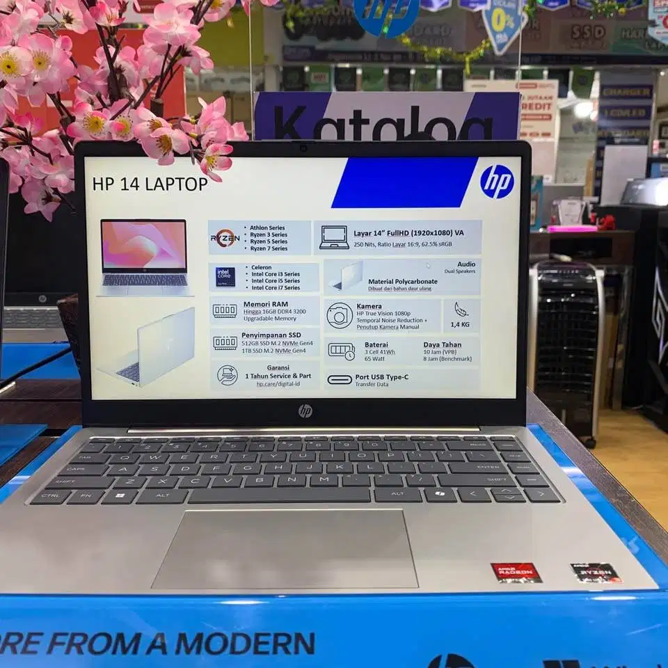 Laptop hp 14-em0332AU / 14-em0333AU Ryzen 3 7210 RAM 8GB SSD 512GB