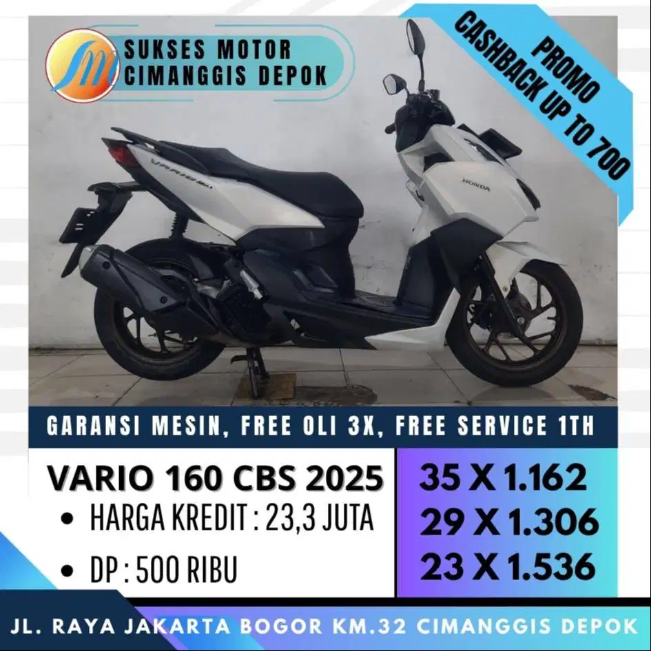 VARIO 160 CBS 2025 DP 500 CASH KREDIT CICILAN RINGAN [SUKSES MOTOR]
