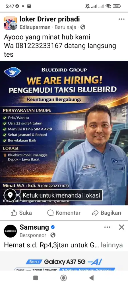 Lowongan kerja sopir . Driver.