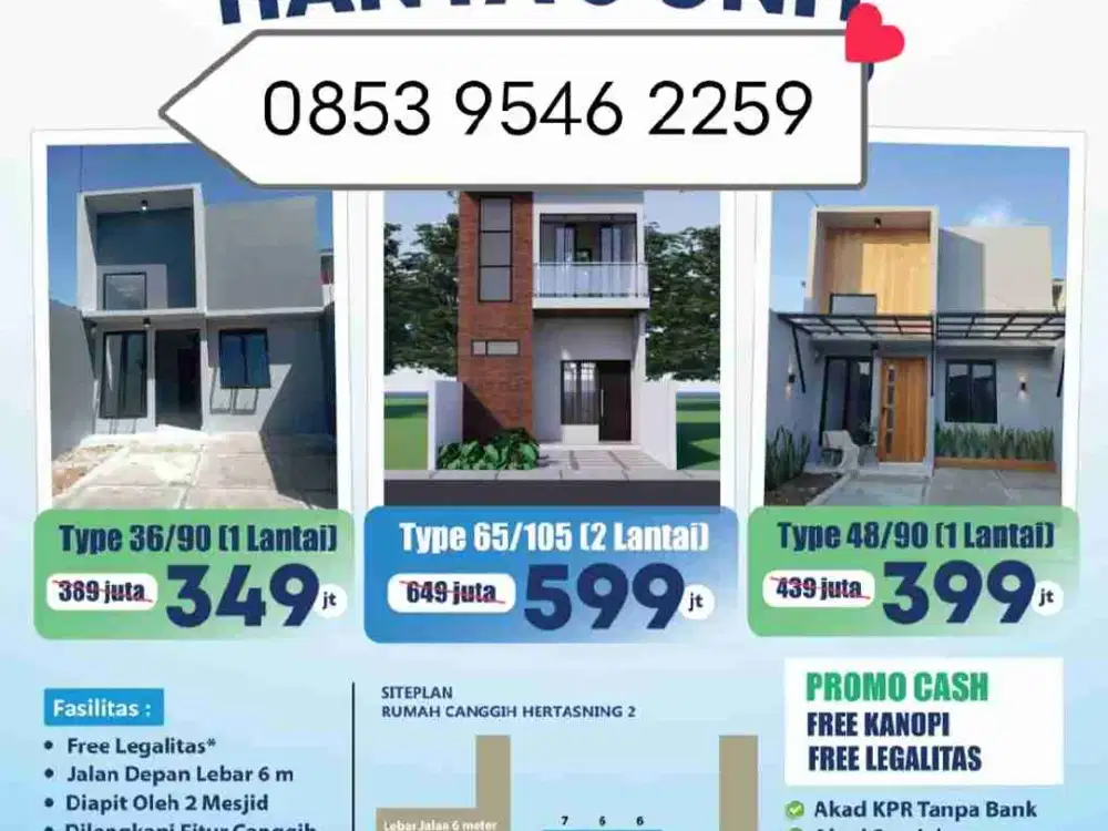 RUMAH HERTASNING DEKAT FASILITAS UMUM DAN SARANA TRANSPORTASI