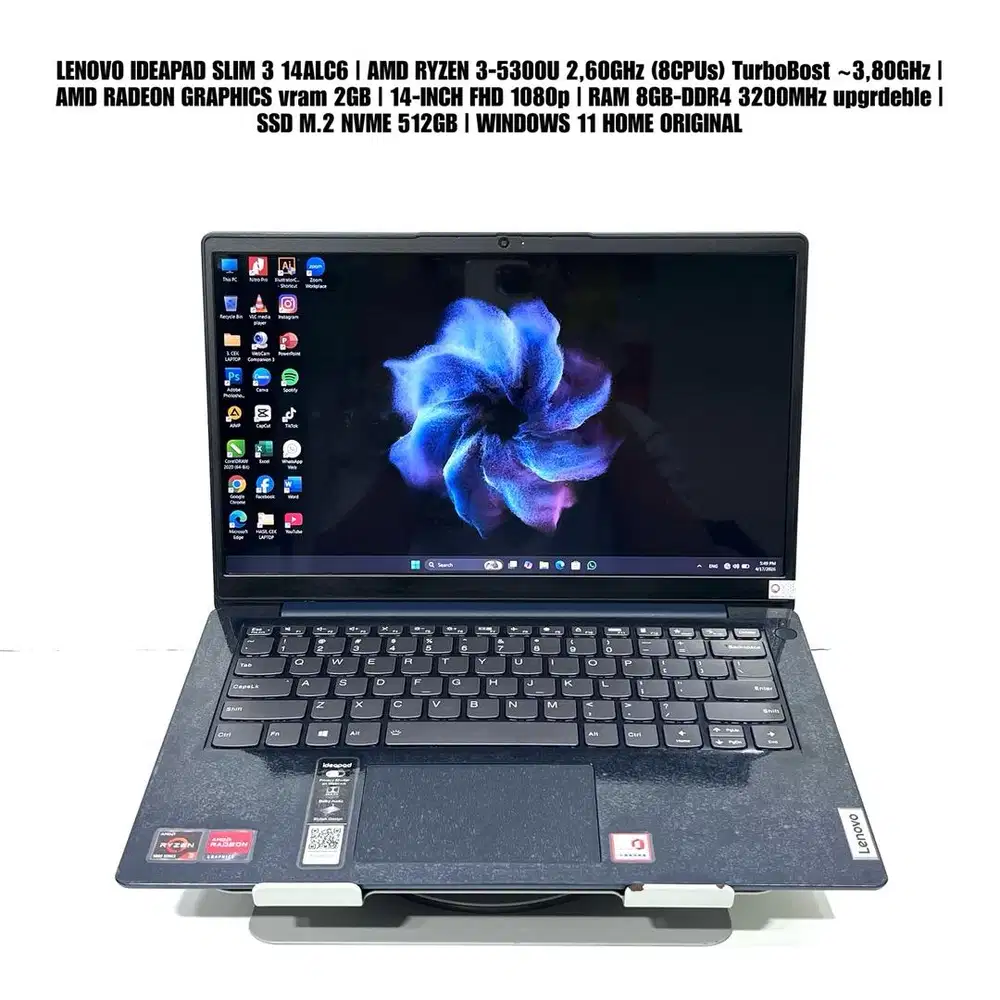 laptop lenovo ideapas slim 3 amd ryzen 3 5300u radeon 2g 14 ips 8/512