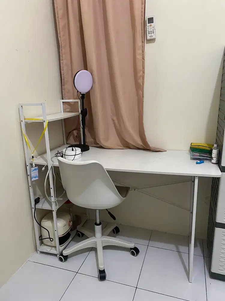 Jual set meja belajar + kursi + rak samping