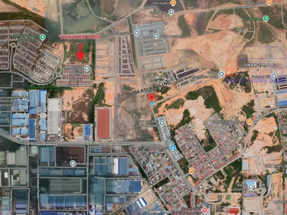 Kavling Residensial Bebas Banjir Posisi Hook Belian Batam Center Dijual