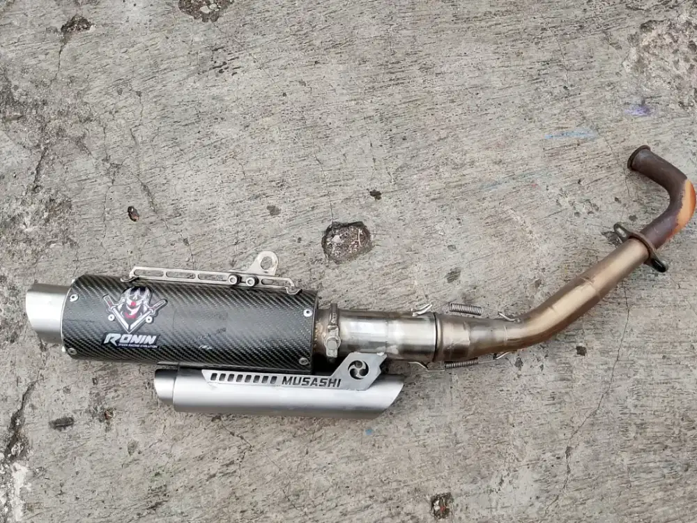 Knalpot 3 tech ronin mushasi full carbon,, nmax old