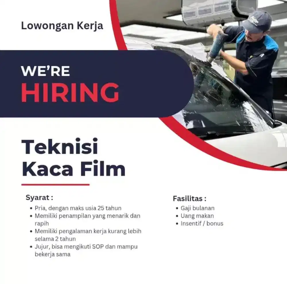 Lowongan Kerja Teknisi Pasang Kaca Film