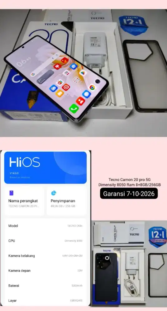 Tecno camon 20 pro 5G mulus garansi on
