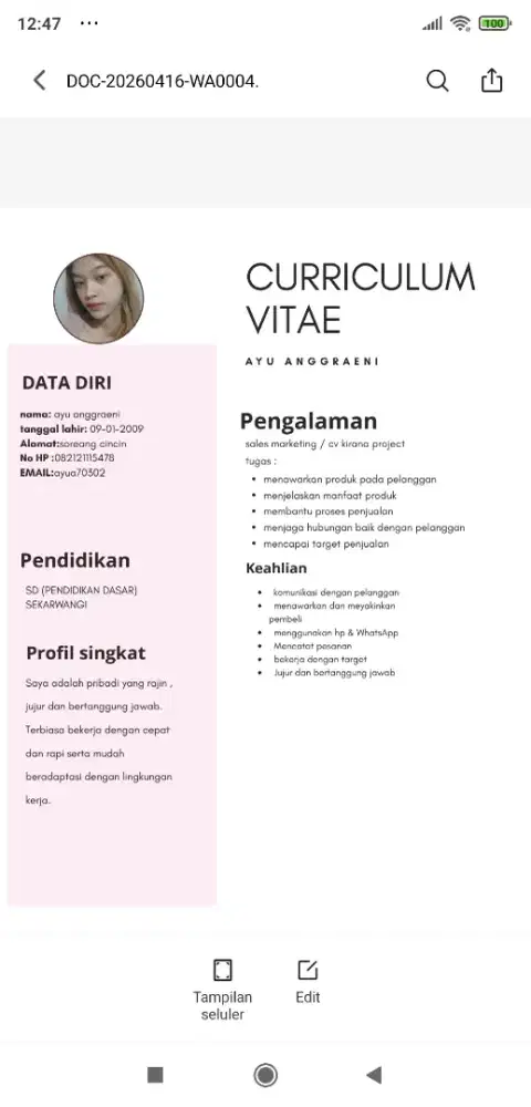 Info loker dongg man teman yang baik hati